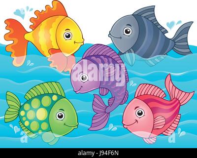 Stilisierte Fische Thema Bild 7 - eps10-Vektor-Illustration. Stock Vektor