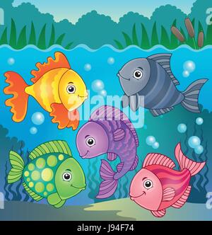 Stilisierte Fische Thema Bild 8 - eps10-Vektor-Illustration. Stock Vektor