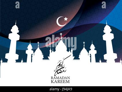 Ramadan Kareem mit Moschee und Crescent, Vector Illustration Stock Vektor