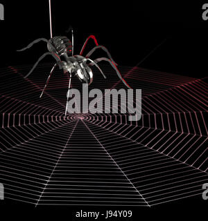 Metall Spinne und web Stockfoto