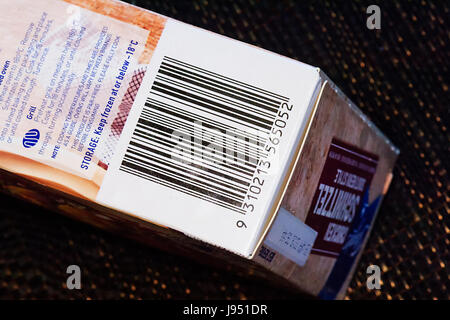 Nahaufnahme eines Barcodes auf Verpackungen, Australien Stockfoto