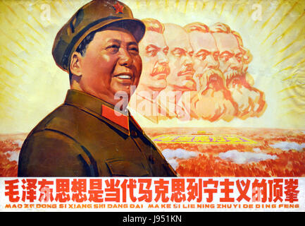 Mao Zedong, Mao Tse-tung oder Vorsitzender Mao Communist Propaganda Poster aus den 1940er Jahren. Stockfoto