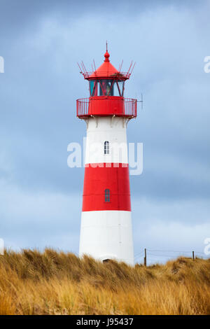 Östliche Leuchtturm auf Ellenbogen Halbinsel, Sylt, Deutschland Stockfoto