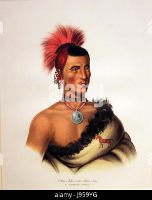 1833 Catlin Pes Ke Le Cha Co, Pawnee Chief anagoria Stockfoto