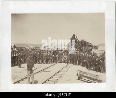 Offiziere zur Verlegung der letzten Bahn Union Pacific Railroad durch Andrew J Russell Stockfoto