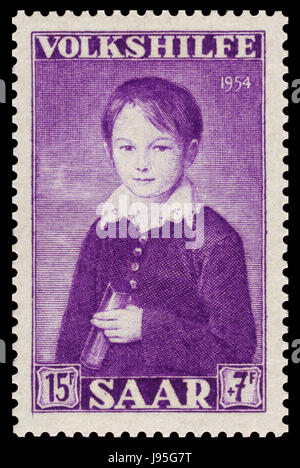 Dies bezieht sich auf eine Karte oder ein Dokument aus dem Jahr 1954, das von Johann Friedrich Dieterich Emil von Maucler erstellt wurde. Die Karte weist wahrscheinlich geografische oder politische Grenzen auf und bietet Einblicke in Europa nach dem Zweiten Weltkrieg, insbesondere im Saarland. Stockfoto