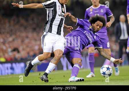 Cardiff, UK. 4. Juni 2017. Marcelo von Real Madrid in der UEFA Champions League Finale zwischen Juventus Turin und Real Madrid CF im Nationalstadion von Wales in Cardiff: Credit: Phil Rees/Alamy Live-Nachrichten Stockfoto