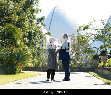 Sydney, Australien. 5. Juni 2017. US Secretary Of State Rex Tillerson, richtige, während ein bilaterales Gespräch mit australischer Außenminister Julie Bishop während der Australia–U.S. ministeriellen Konsultationen bekannt als AUSMIN in New South Wales Government House 5. Juni 2017 in Sydney, Australien. Bildnachweis: Planetpix/Alamy Live-Nachrichten Stockfoto