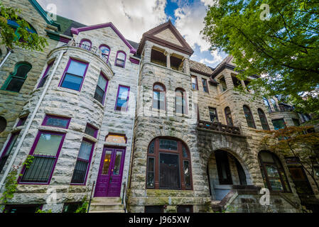 Reihenhäuser in Bolton Hill, Baltimore, Maryland. Stockfoto