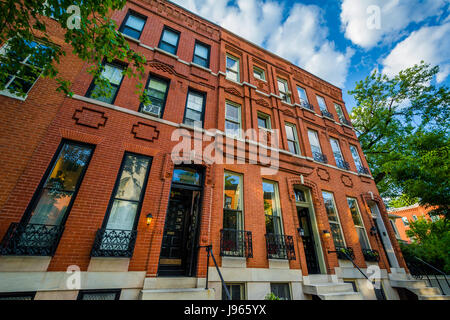 Reihenhäuser in Bolton Hill, Baltimore, Maryland. Stockfoto