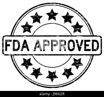 Grunge schwarz FDA-Zulassung mit Sternsymbol Runde Siegelstempel auf weißem Hintergrund Stock Vektor