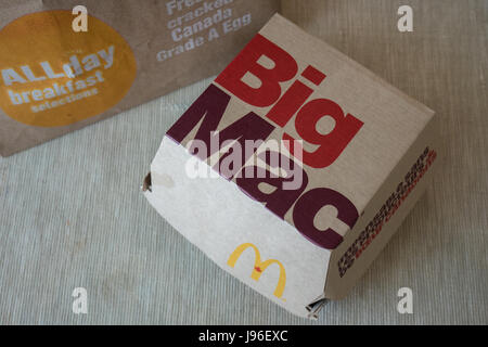 Eine Mcdonalds-big-Mac-Sandwich-box Stockfoto