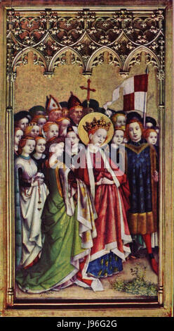 Stefan Lochner war ein deutscher Maler aus dem 15. Jahrhundert, der für seine religiösen Kunstwerke bekannt war. Dieser Titel bezieht sich wahrscheinlich auf eines seiner Gemälde und zeigt seinen detaillierten Stil und seine Hingabe zu religiösen Themen. Stockfoto