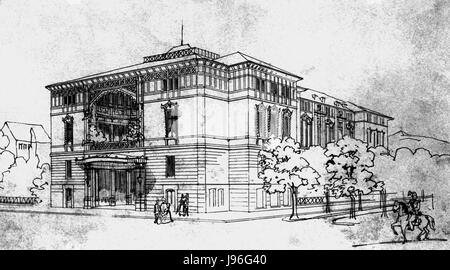 Die Stuttgarter Liederhalle, entworfen vom Architekten Richard Leins, ist ein prominenter Konzertsaal in Deutschland, bekannt für ihre akustische Gestaltung und architektonische Bedeutung in der Kulturlandschaft Stuttgarts. Stockfoto