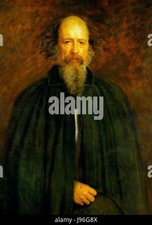 Das Gemälde Tennyson von Sir John Everett Millais zeigt den berühmten britischen Dichter Alfred Lord Tennyson. Millais hielt Tennysons Bild in einem Stil fest, der den Fokus der viktorianischen Ära auf Realismus und feine Details widerspiegelt. Stockfoto