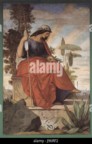 Philipp Veit 006 ist ein Gemälde des deutschen Romantikers Philipp Veit, das zwischen 1834 und 1836 entstanden ist. Das Werk stellt eine allegorische Figur Italiens dar, die Italien symbolisiert, und ist Teil der Serie Italia und Germania. Das 284,5 cm mal 191 cm große Fresko war ursprünglich Teil des alten StÃ¤delschen Instituts in Frankfurt. Es wurde 1877 auf Leinwand übertragen und ist heute im StÃ¤delsches Kunstinstitut untergebracht. Stockfoto