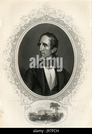 Antike c1860 Gravur, John Tyler. John Tyler (1790-1862) war der 10. Präsident der Vereinigten Staaten (1841Ð45). Er war auch kurz, der zehnte Vizepräsident (1841), in diesem Amt auf dem 1840 Whig-Ticket mit Harrison gewählt. QUELLE: ORIGINAL GRAVUR. Stockfoto