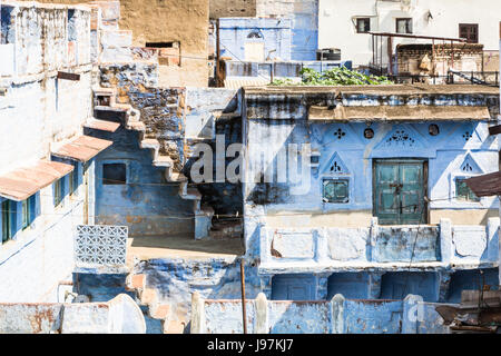 Die berühmte blaue vielbereiste Stadt in Rajasthan, Indien. Die Stadt ist berühmt dafür, dass die meisten Mauer der Altstadt in blau lackiert Stockfoto