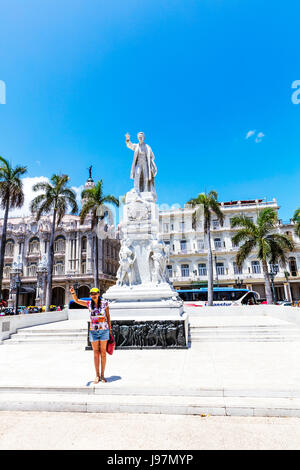 Jose Marti Denkmal auf den zentralen Platz Parque Central in Havanna, Kuba, Karibik Stockfoto