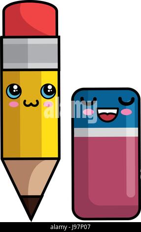 Kawaii Bleistift-Symbol Stock Vektor