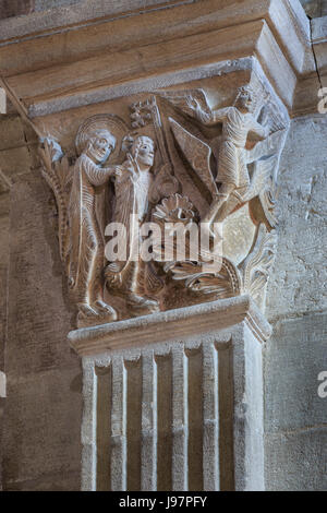 Frankreich, Saone-et-Loire, Autun, Saint Lazare Kathedrale, Kapital, der Aufstieg von Simon der Zauberer Stockfoto