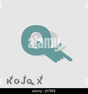 Buchstabe q Logo Buchstaben mit einer Hand. Schuldzuweisungen. Buchstaben des Alphabets. Business-Template. Vektor-illustration Stock Vektor