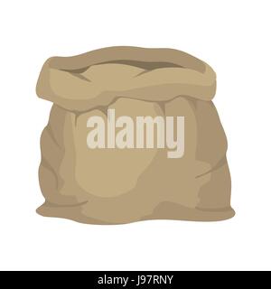Leere Leinensack. Leeren Beutel. Tasche aus Stoff. Beige Tasche auf weißem Hintergrund. Stock Vektor