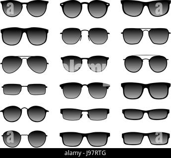 Realistische Sonnenbrille mit einem transluzenten schwarzen Glas im schwarzen Rahmen. Schutz vor Sonne und UV-Strahlen. Mode-Accessoire Vektor-illustration Stock Vektor