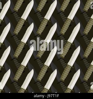 Militärische Dolch Musterdesign. 3D Hintergrund von Messern. Armee-Ornament. Stock Vektor