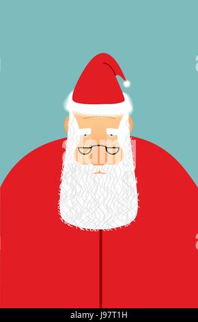 Santa Claus ist watching you. Weihnachten Weihnachtsmann mit Bart und Brille. Traurig müde Santa Stock Vektor