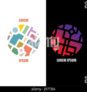 Kreis in Teile geteilt. Business-Logo-Konzept-Vorlage für Reiseunternehmen Stock Vektor