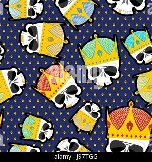 Schädel Krone Seamless Pattern. Vektor Hintergrund für Könige der Straße. Stock Vektor