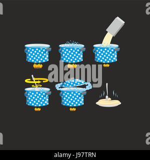 Symbolsatz Kochen Pasta-Rezept. Vektor-illustration Stock Vektor