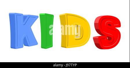 Text Kinder bunte Comic-Figuren. Vektor-illustration Stock Vektor