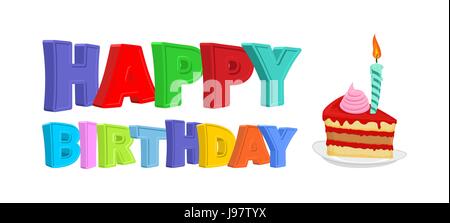 Herzlichen Glückwunsch zum Geburtstag. Festliche Torte mit Kerze Stück. Vektor-illustration Stock Vektor