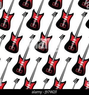 Nahtlose Muster Gitarre. E-Gitarre wiederholenden Hintergrund. Textur Oftools für Rock-Musik Stock Vektor