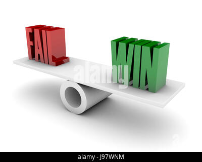 Scheitern und Win Opposition. 3D Illustration Konzept. Stockfoto