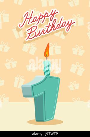 Alles Gute zum Geburtstag-Karte mit 1 Geburtstag Stock Vektor