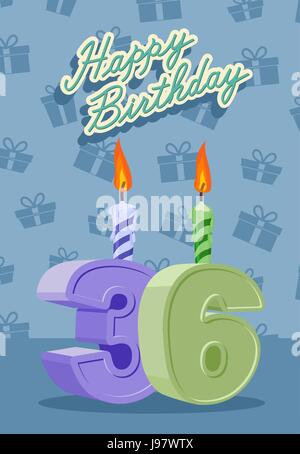 Alles Gute zum Geburtstagskarte mit 36. Geburtstag Stock Vektor