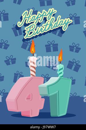 Alles Gute zum Geburtstagskarte mit 41. Geburtstag. Vektor-illustration Stock Vektor