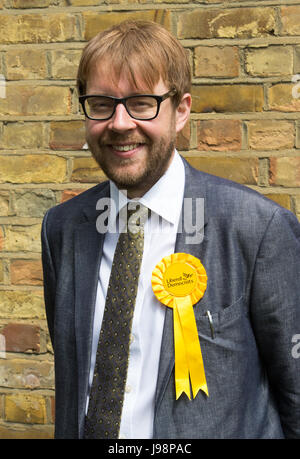 George Turner, ist der liberale Demokrat-Kandidat für Lambeth bei den allgemeinen Wahlen am 8. Juni. Sein Hauptrivale ist der Labour-Kandidat Kate Hoey Stockfoto