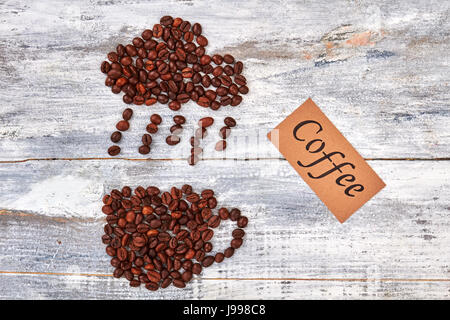 Kaffee Regen, Tasse und Hinweis. Stockfoto