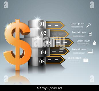 Straße Infografik. Dollar, Geld-Symbol. Stock Vektor