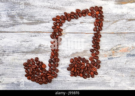 Melodie-Form von Kaffeebohnen. Stockfoto