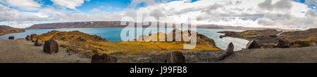 Panorama-Foto von See Kleifarvatn auf der Reykjanes-Halbinsel in Island. Stockfoto