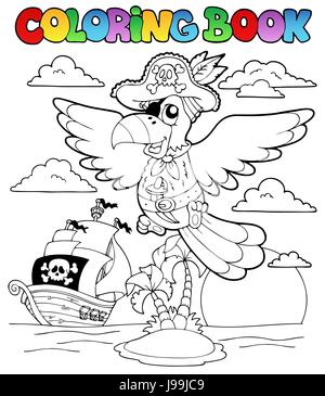 Farbe, Farbe, lackiert, Pirat, Färbung, Papagei, Buch, Gefahr, Kunst, Farbe, Stockfoto