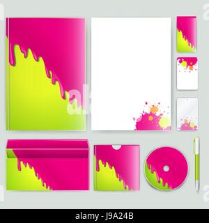 Corporate Identity-Vorlage mit farbigen Elementen. Vektor-Unternehmen-Business-Stil für Brandbook, Bericht und Leitlinie. Stock Vektor