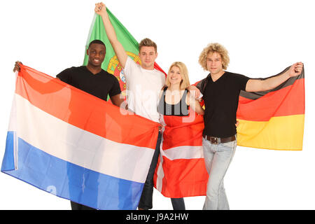 Frau, Männer, Menschen, Sport, Sport, Flagge, Fanatiker, Fußball, Fußball, Sport, Sport, Stockfoto