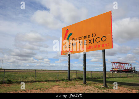 Herzlich Willkommen Sie in New Mexico Willkommensschild entlang i-44. Stockfoto