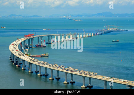 Hong Kong. 1. Juni 2017. Der Hong-Kong-Zhuhai-Macao-Brücke ist im Bau in Hongkong, Südchina, 12. Mai 2017. 1. Juli 2017 markiert den 20. Jahrestag der Rückkehr Hong Kongs zum Mutterland. Bildnachweis: Xinhua/Alamy Live-Nachrichten Stockfoto